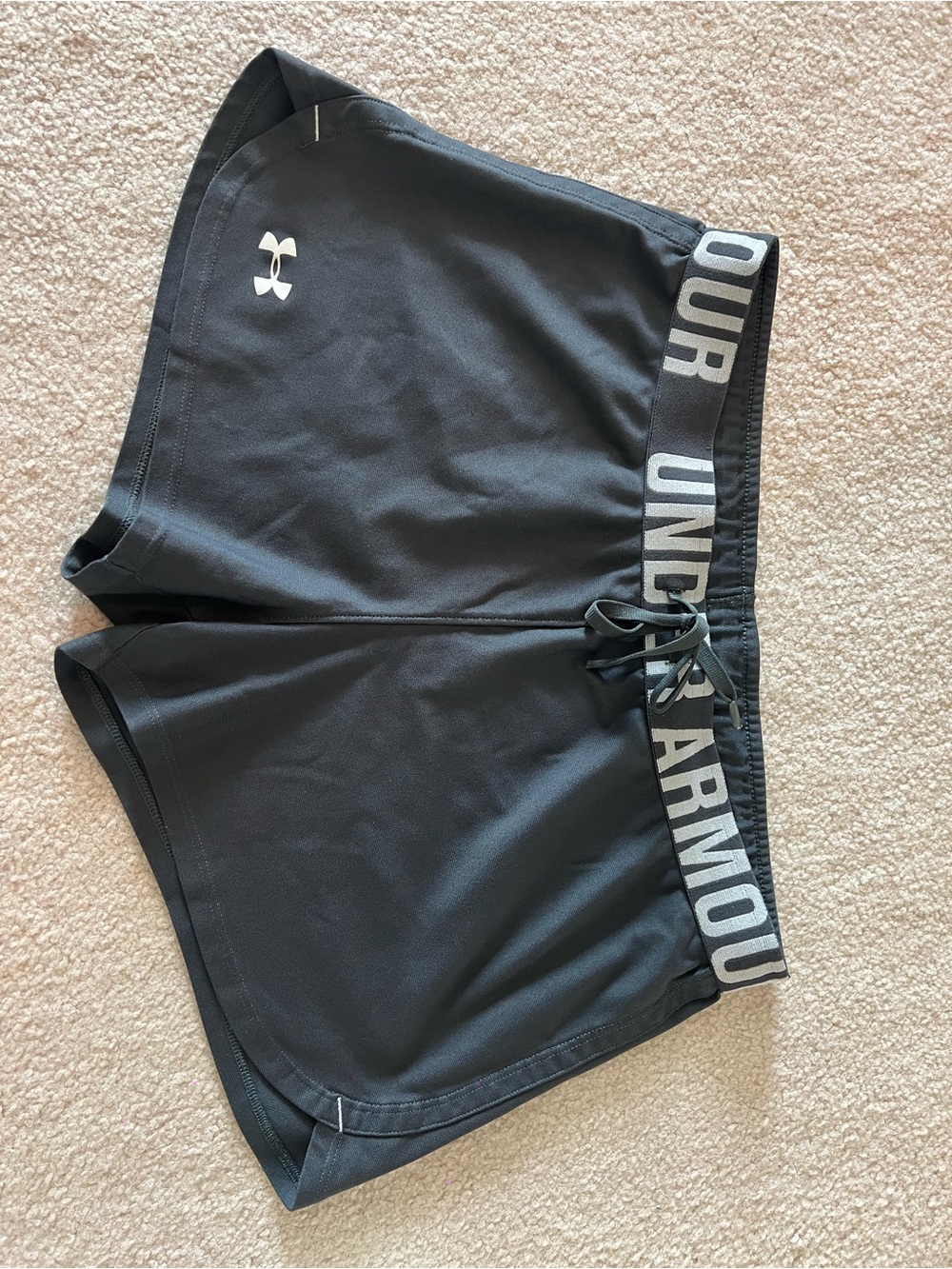 Under Armour Women's Gray Athletic Shorts with Branded Waistband
